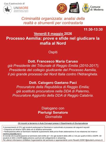 Criminalità organizzata - 8 maggio 2026